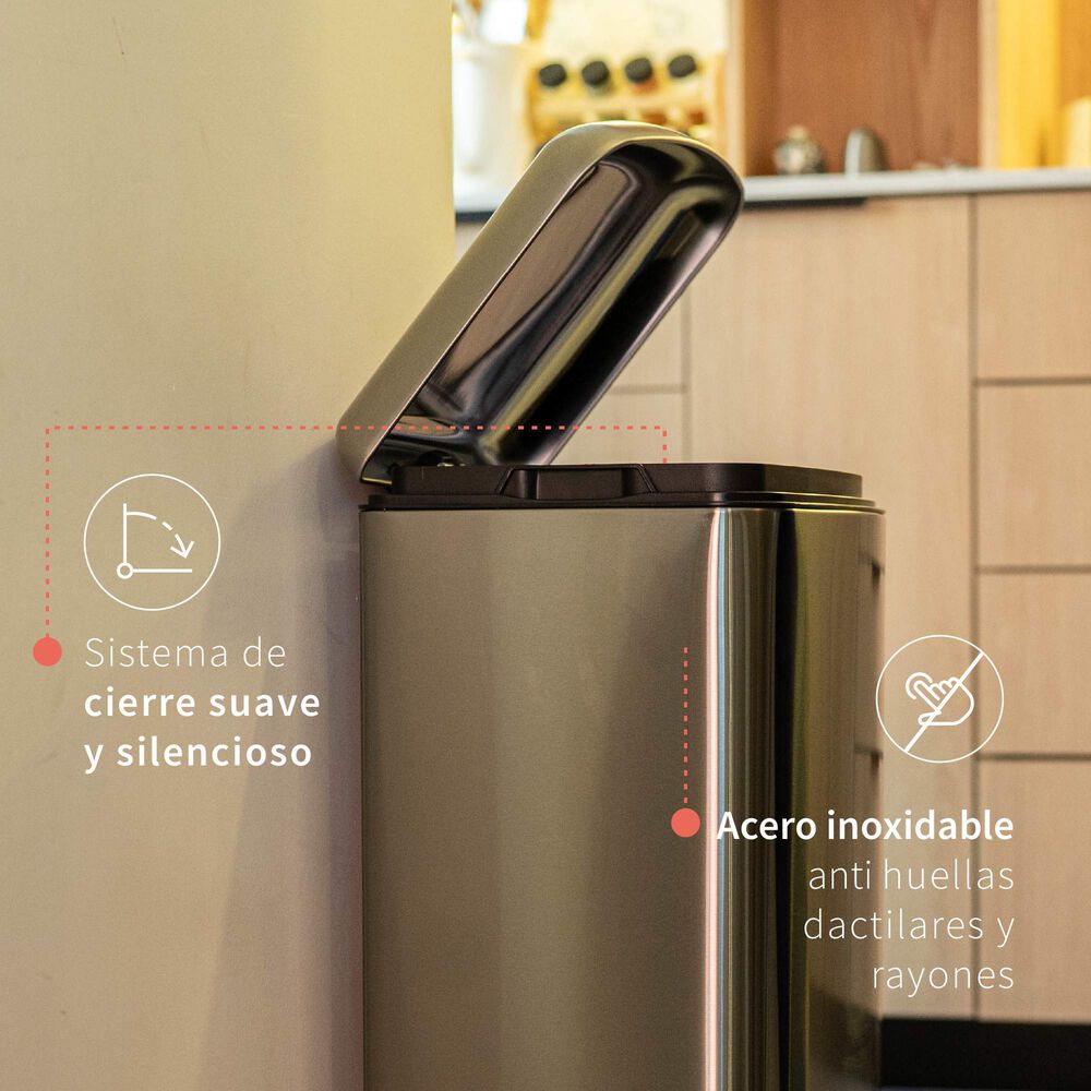 Basurero Cocina Iron 40lts Pedal Acero Inox Simplit image number 2.0